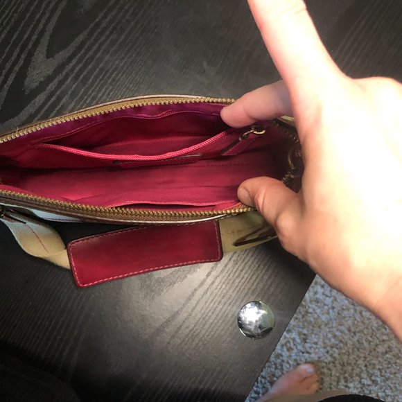 Coach Purse, pink and white striped, small - Picture 4 of 4